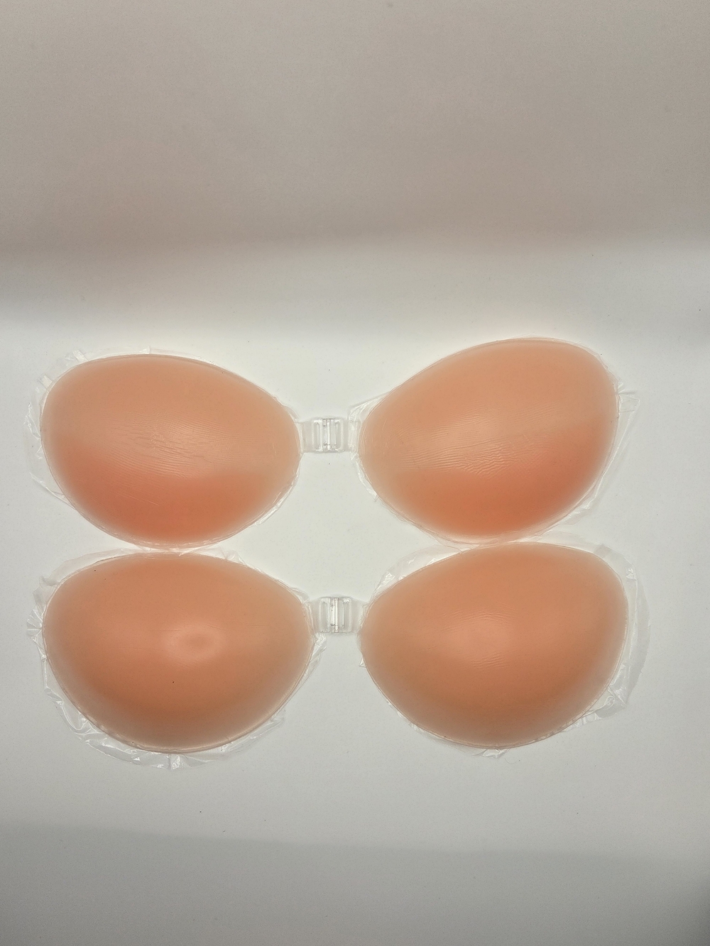 Peach Silicone Adhesive Bra Cups - Strapless Stick-On Inserts
